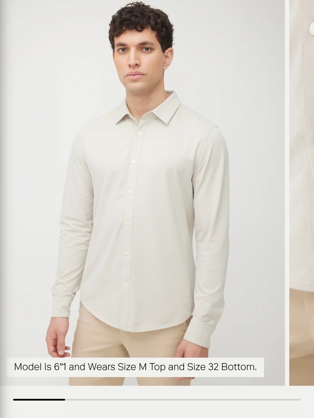 Kit and Ace Men's Long-Sleeve Button-Down Shirt in Light Cream